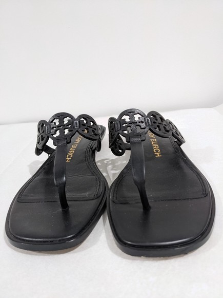Tory Burch Black Leather Tiny Miller Sandals Size 8M - Picture 2 of 10